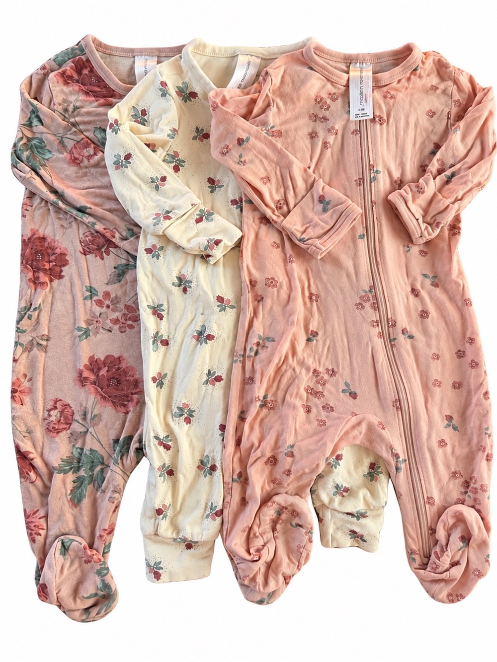 Modern Moments by Gerber Floral Baby Sleepers 0-3M 3 Piece Bundle